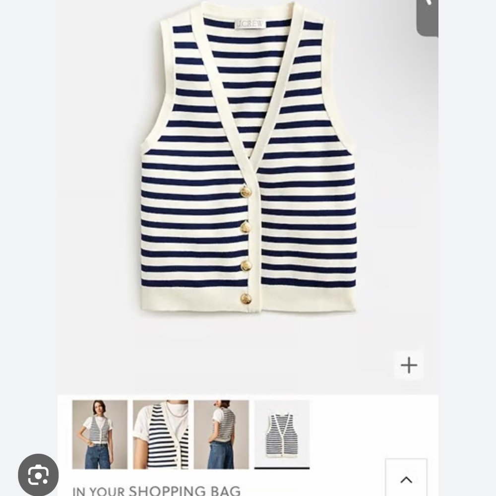 J. Crew Navy and White Striped Women's Sweater Vest